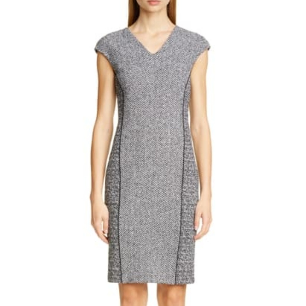 ST JOHN ABBY BOUCLE  KNIT CAVIAR  SHEATH 10